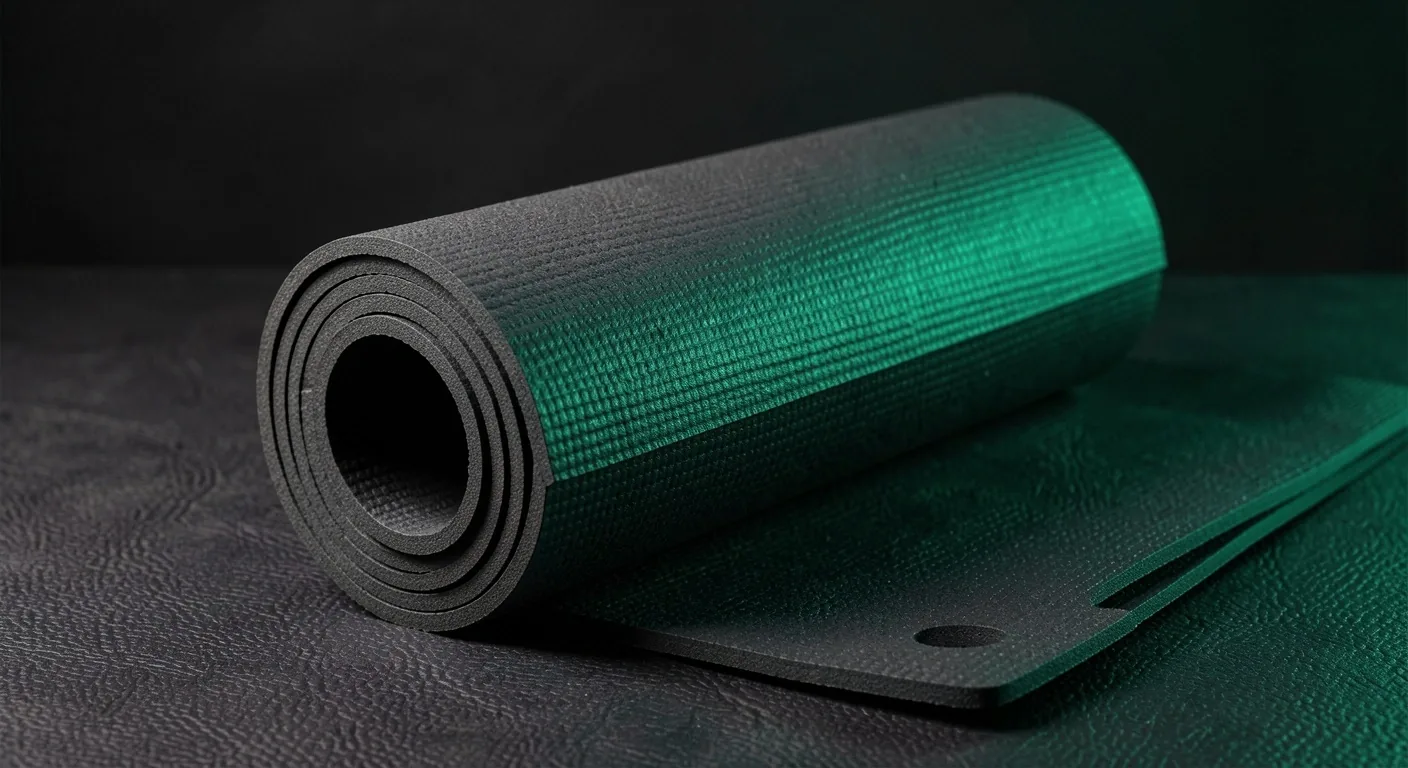 Premium yoga mat photographed in studio lighting