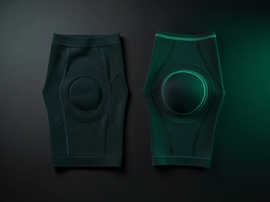Two knee support sleeves showing compression zones